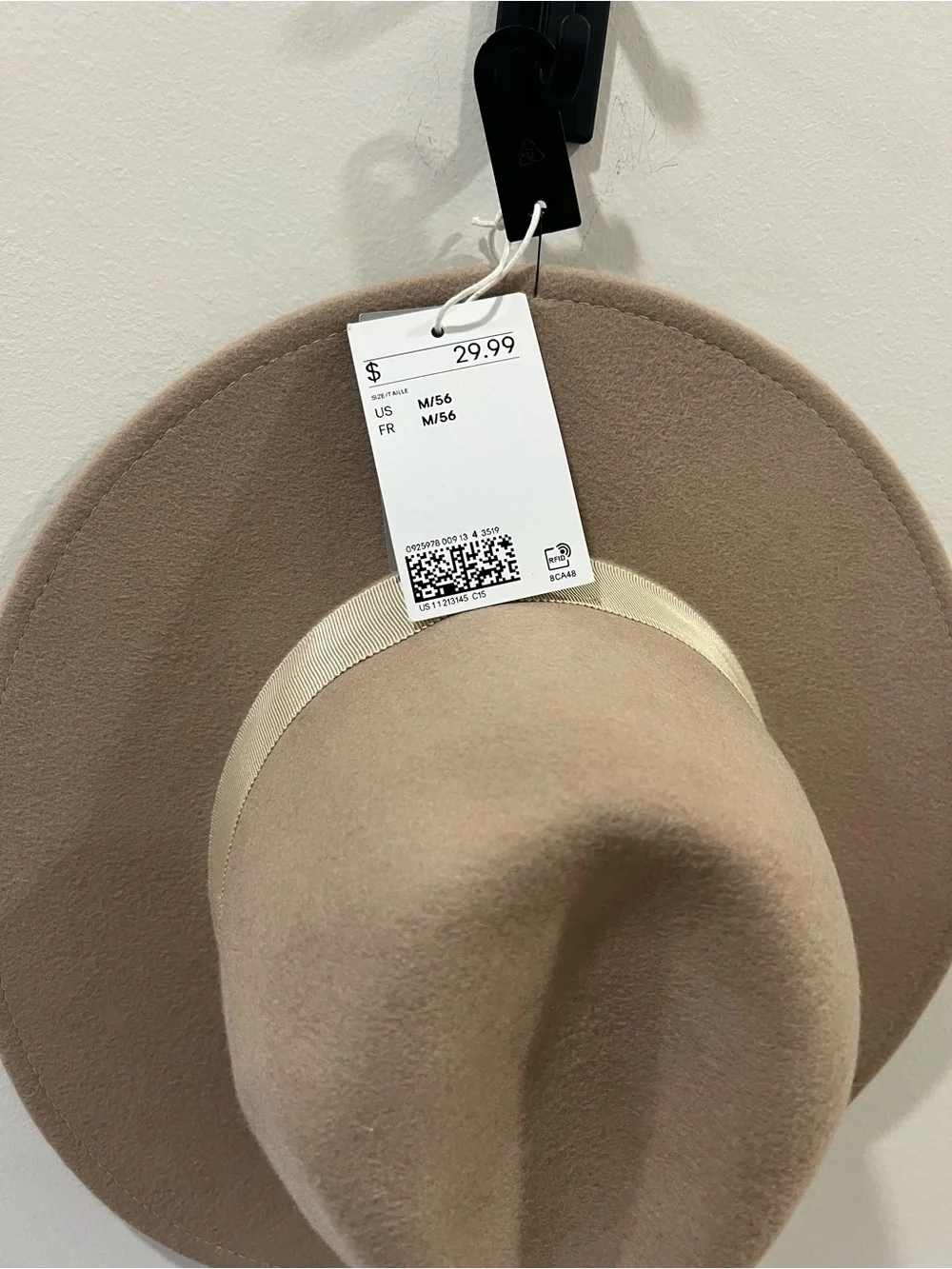 H&M Taupe Wide-Brim Fedora with Cream Band